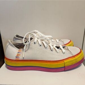 Converse Chuck Taylor All Star Lift OX Rainbow Platform Sneakers Women Sz. 9 $90